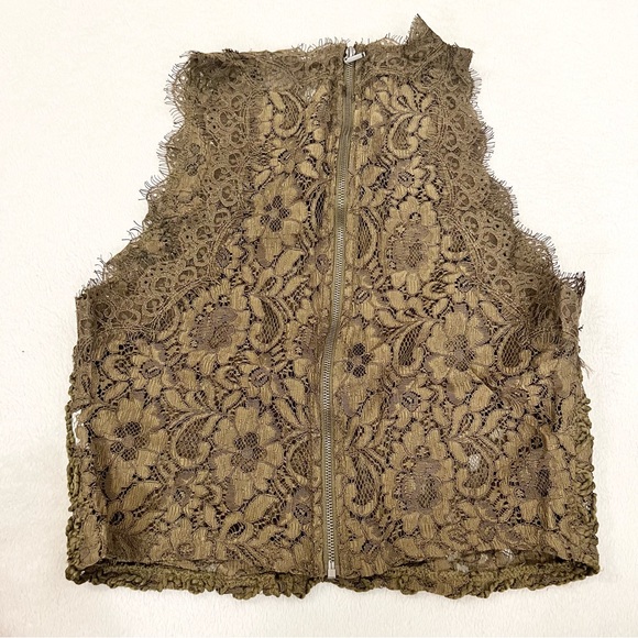 Stunning ZARA Olive Guipure Lace Top - Picture 3 of 7